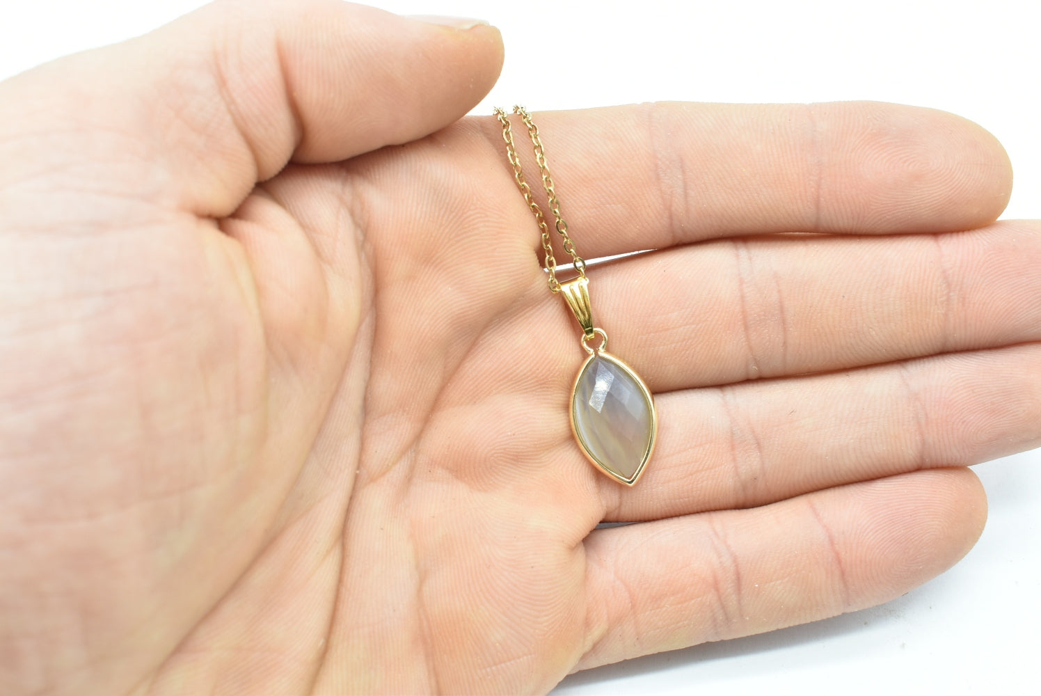 Faceted Botswana Gray Agate Drop Pendant