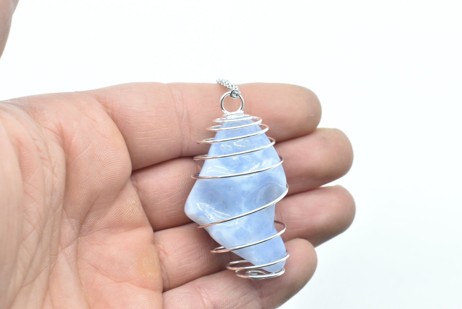 Chalcedony stone pendant