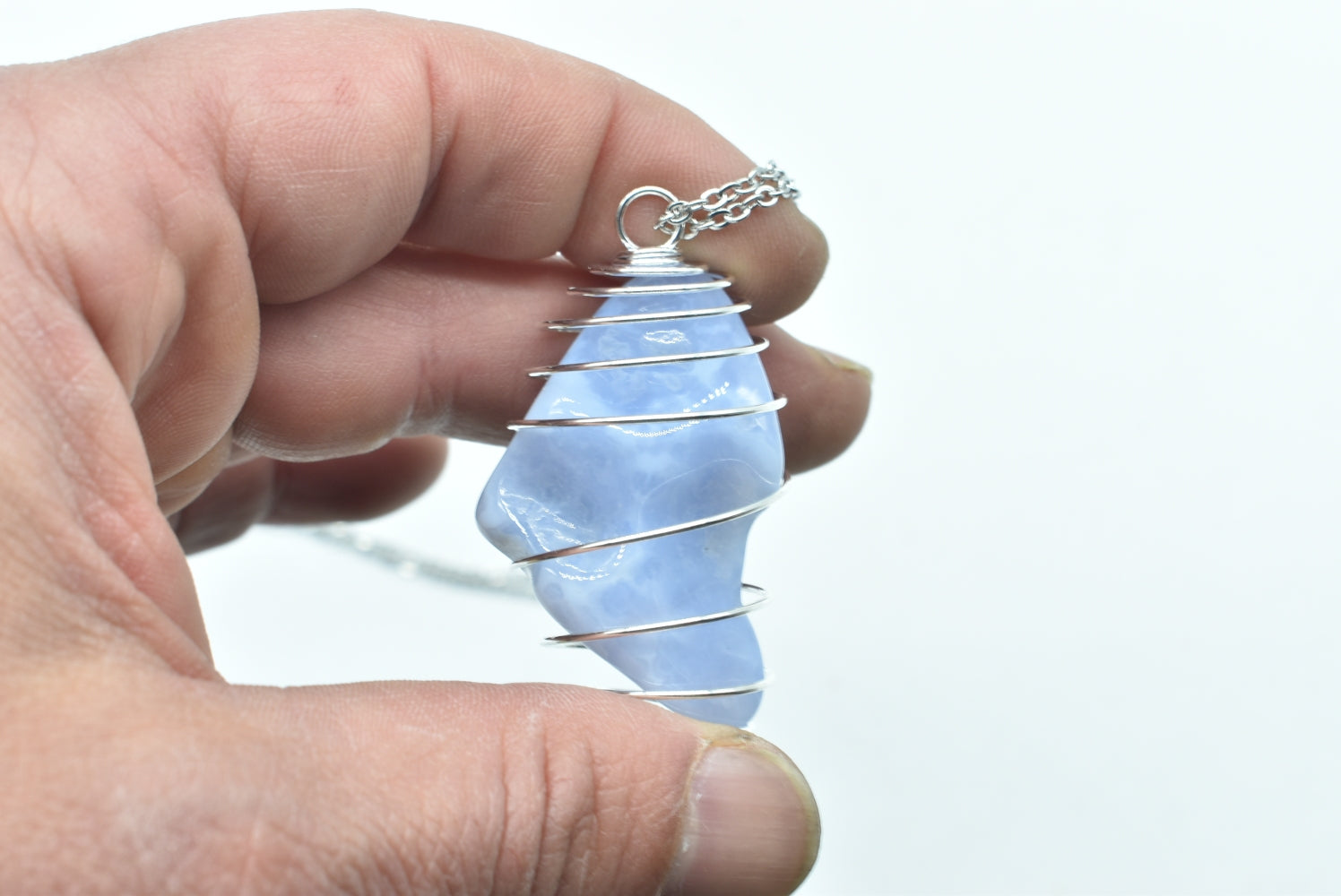 Chalcedony stone pendant