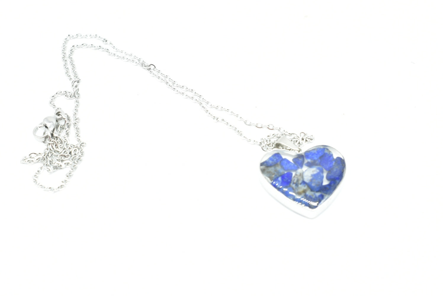 Lapis Lazuli Chips Heart Pendant 2x2cm