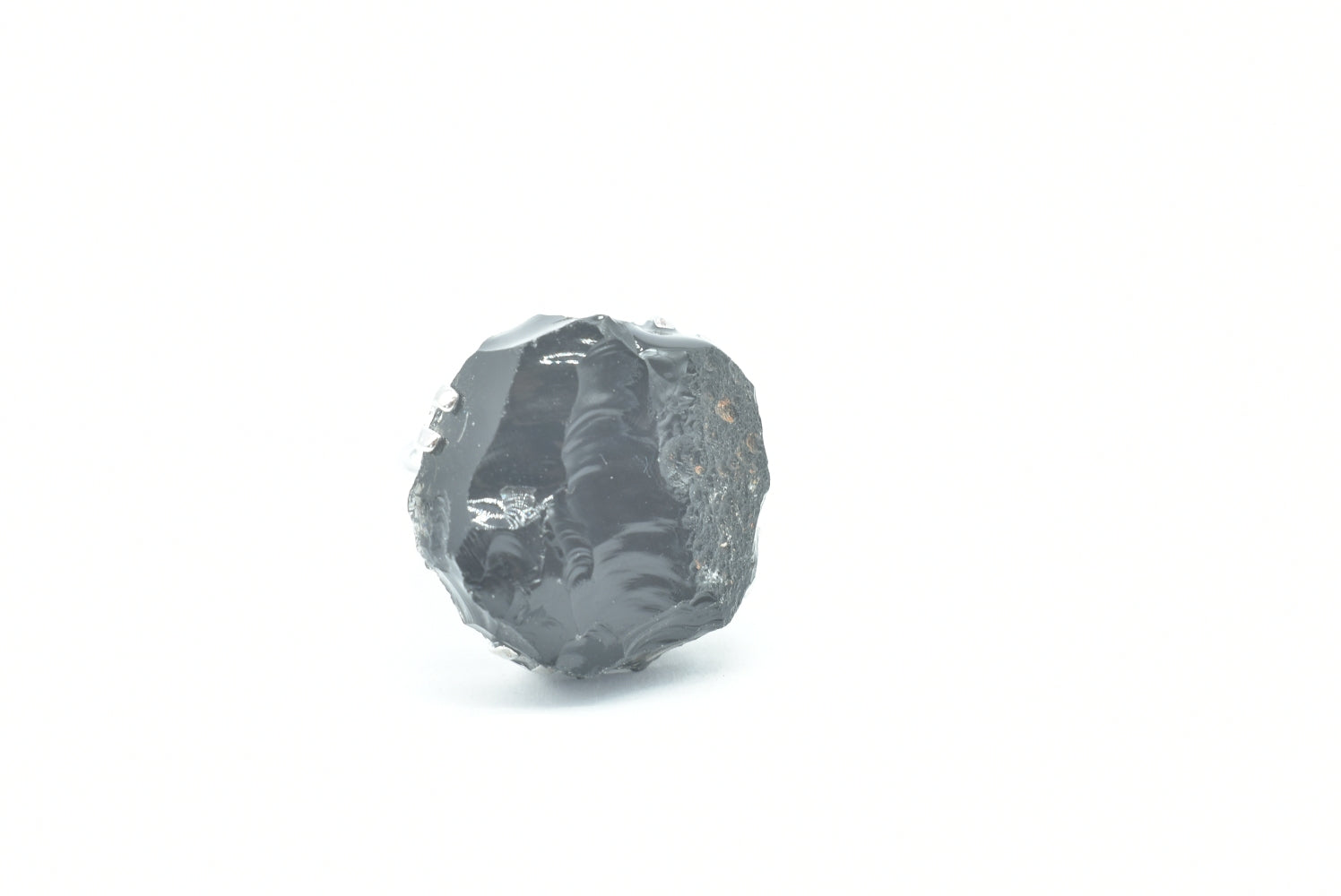 Adjustable Raw Obsidian Ring