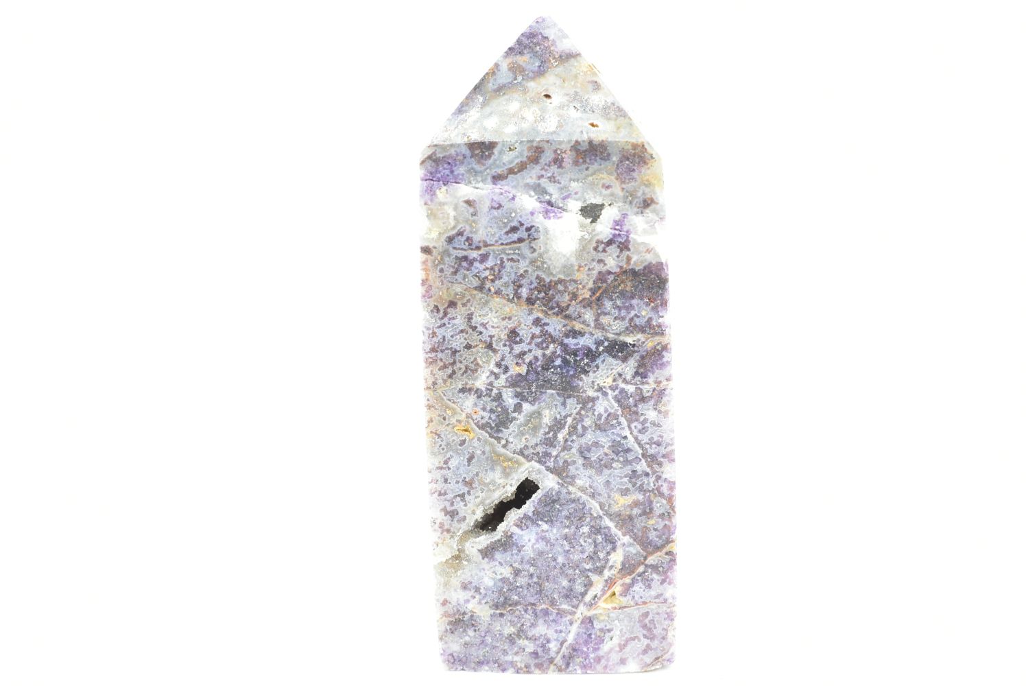 Chalcedony Obelisk with Sphalerite 8.3 cm