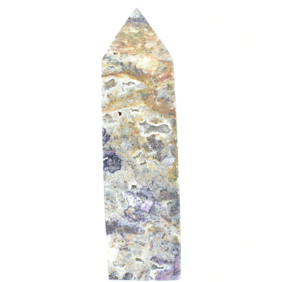 Chalcedony Obelisk with Sphalerite 10 cm