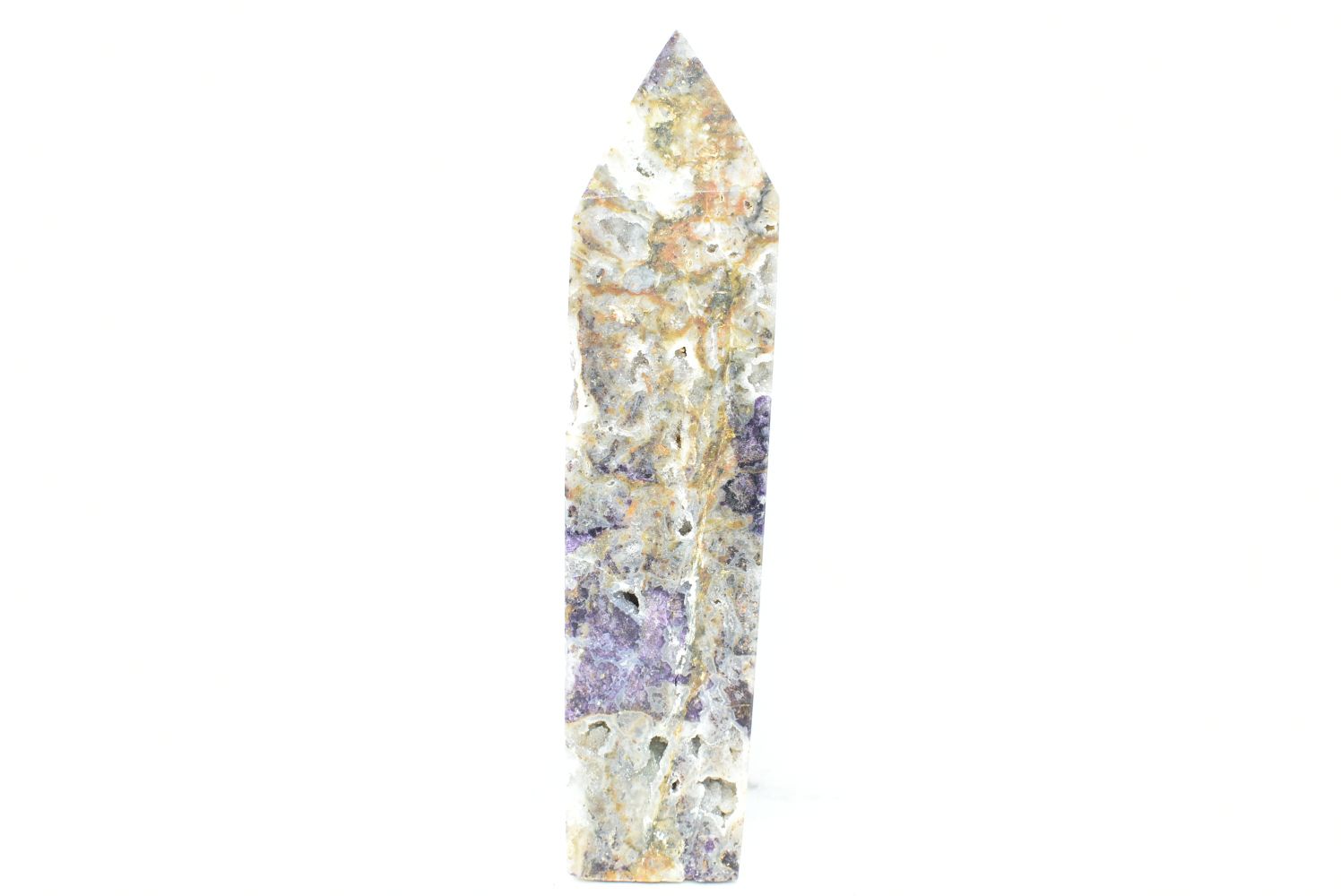 Chalcedony Obelisk with Sphalerite 10 cm