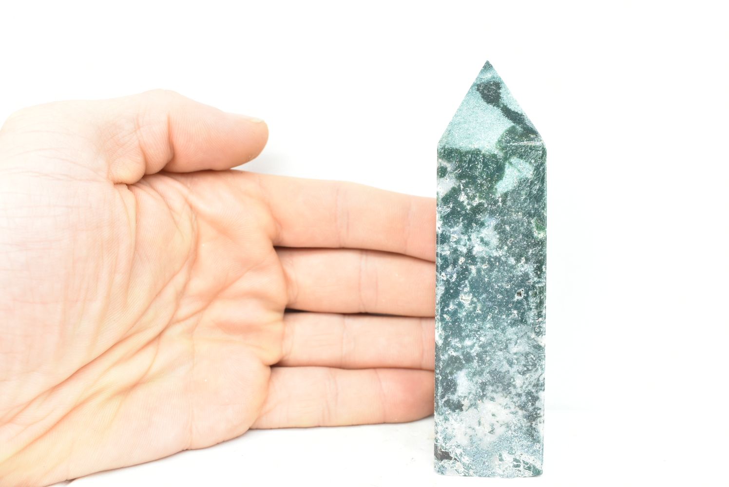 Moss Agate Obelisk 10.1 cm