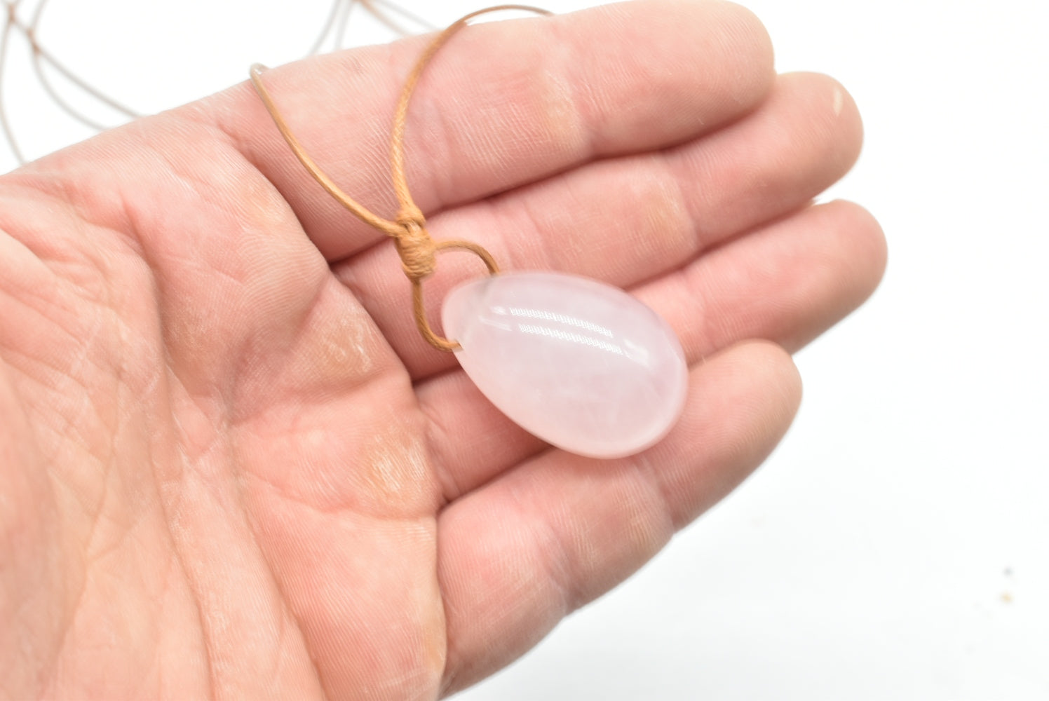 Rose quartz egg pendant