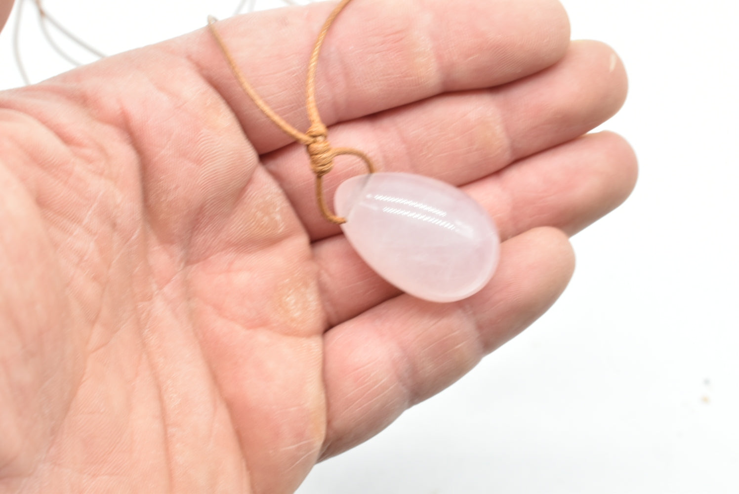 Rose quartz egg pendant
