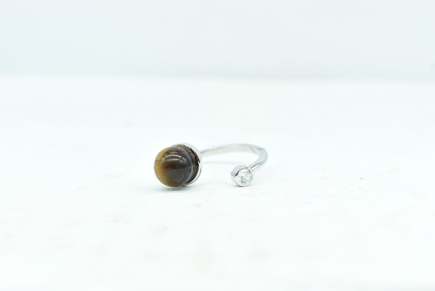 925 Silver Ring with Tiger's Eye Bead