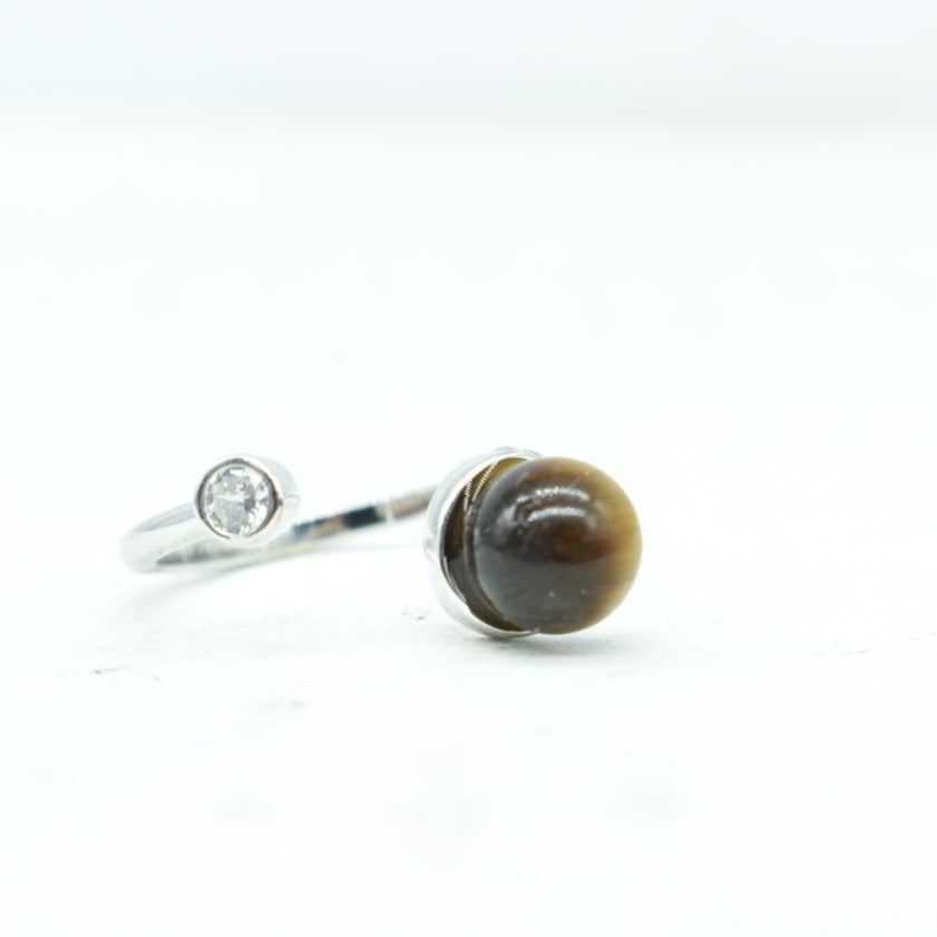 925 Silver Ring with Tiger's Eye Bead