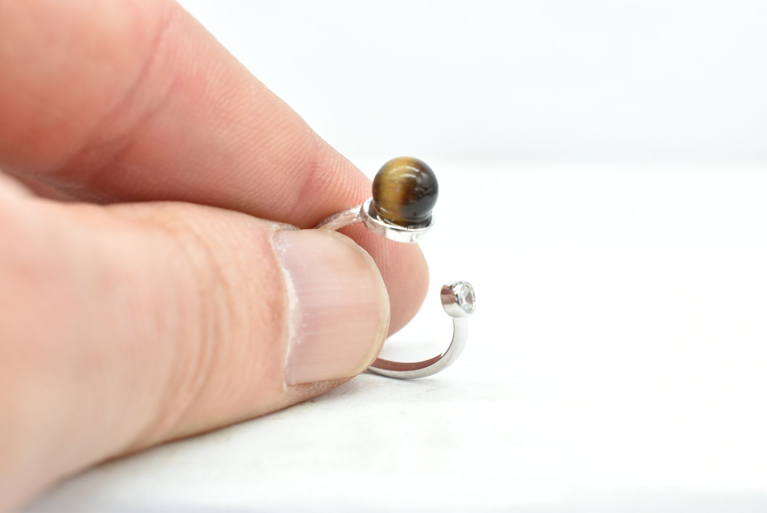 925 Silver Ring with Tiger's Eye Bead