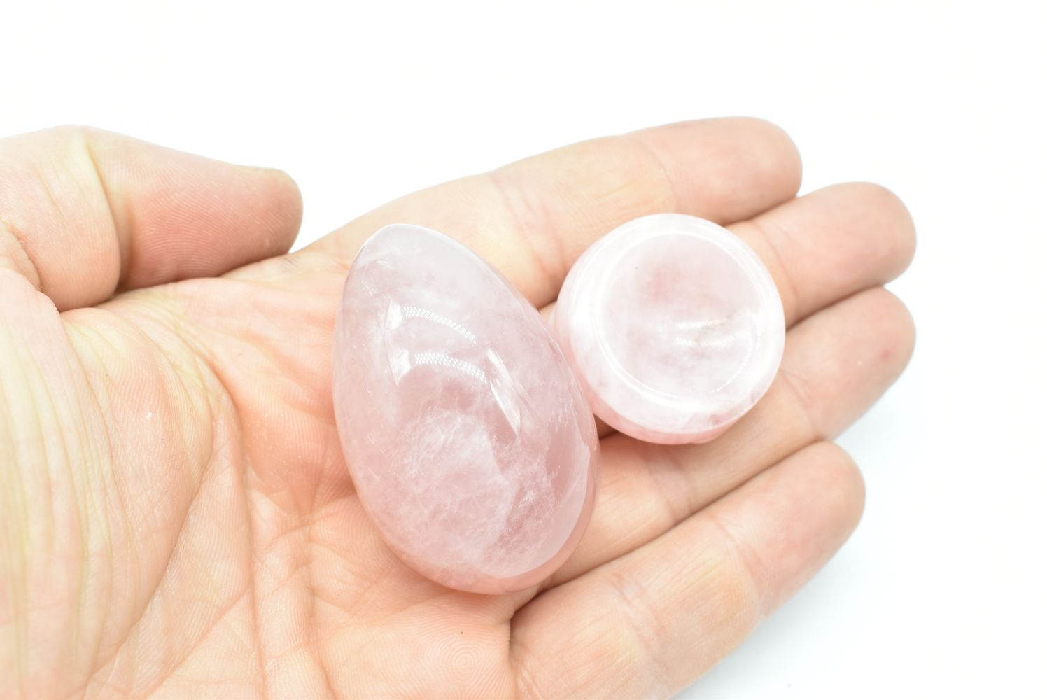 Uovo di Quarzo Rosa con base 5.6 cm