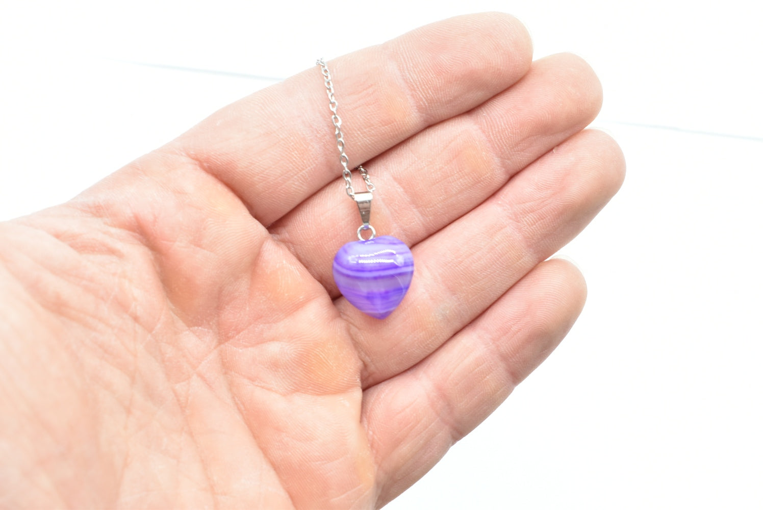 Purple Agate Heart Pendant (Dyed)