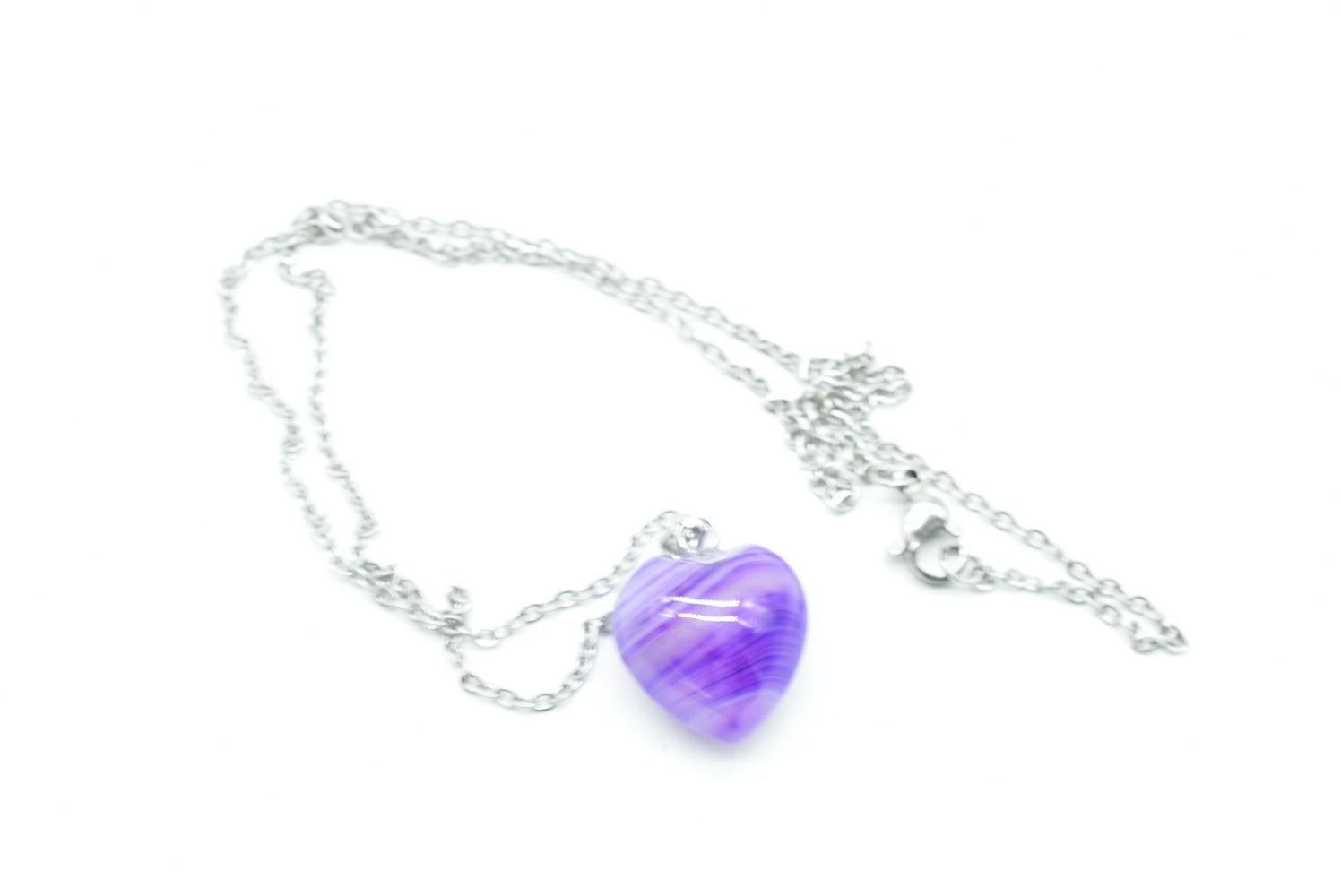 Purple Agate Heart Pendant (Dyed)