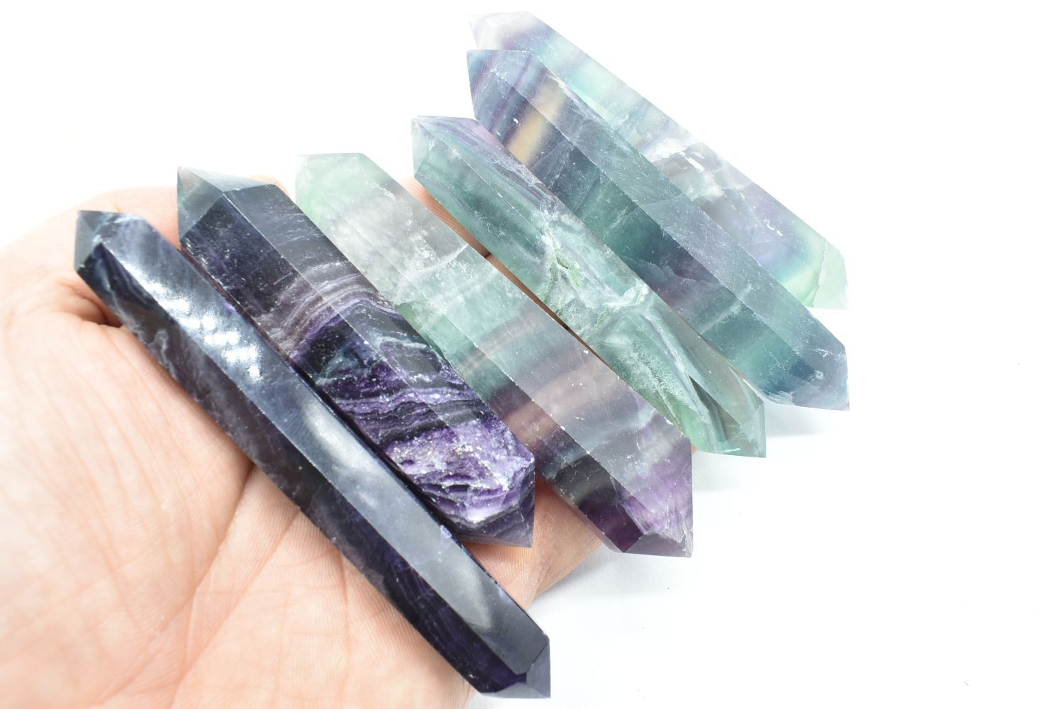 Double ended point of Rainbow Fluorite 8.5-10 cm - Quality B