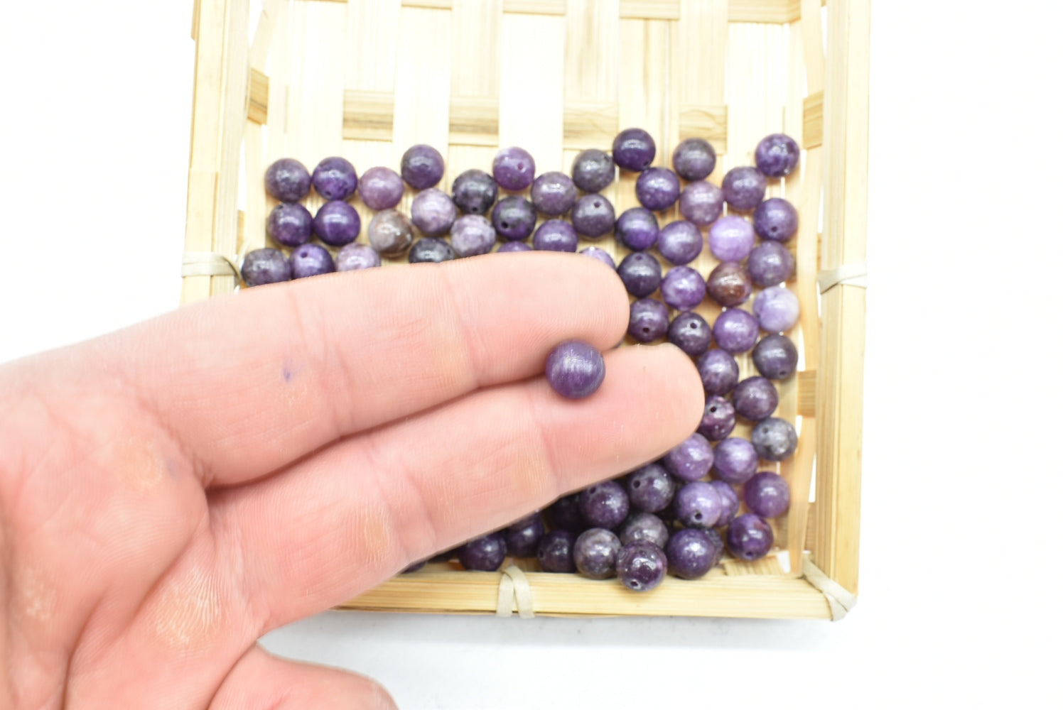 Perline di Lepidolite 8 mm Forate - 5 Perline