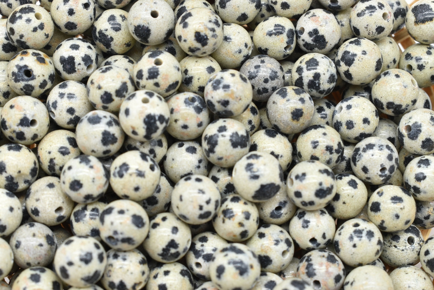 Perforated 8 mm Dalmatian Jasper Beads - 10 Beads