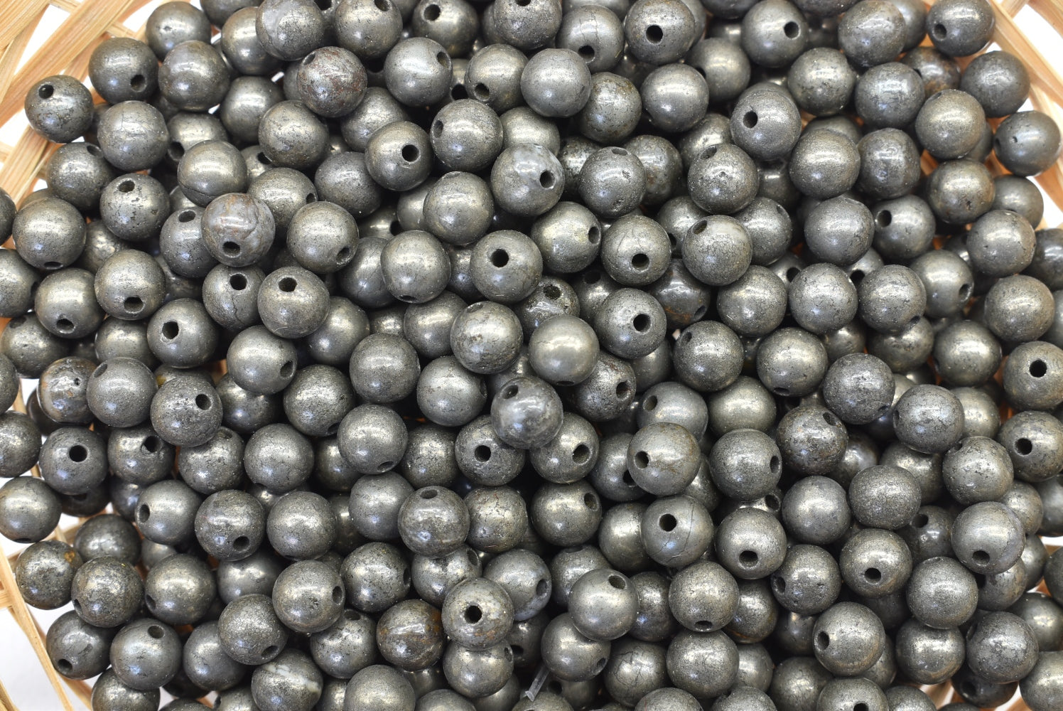 Pyrite Beads 6 mm Perforated - 5 Beads
