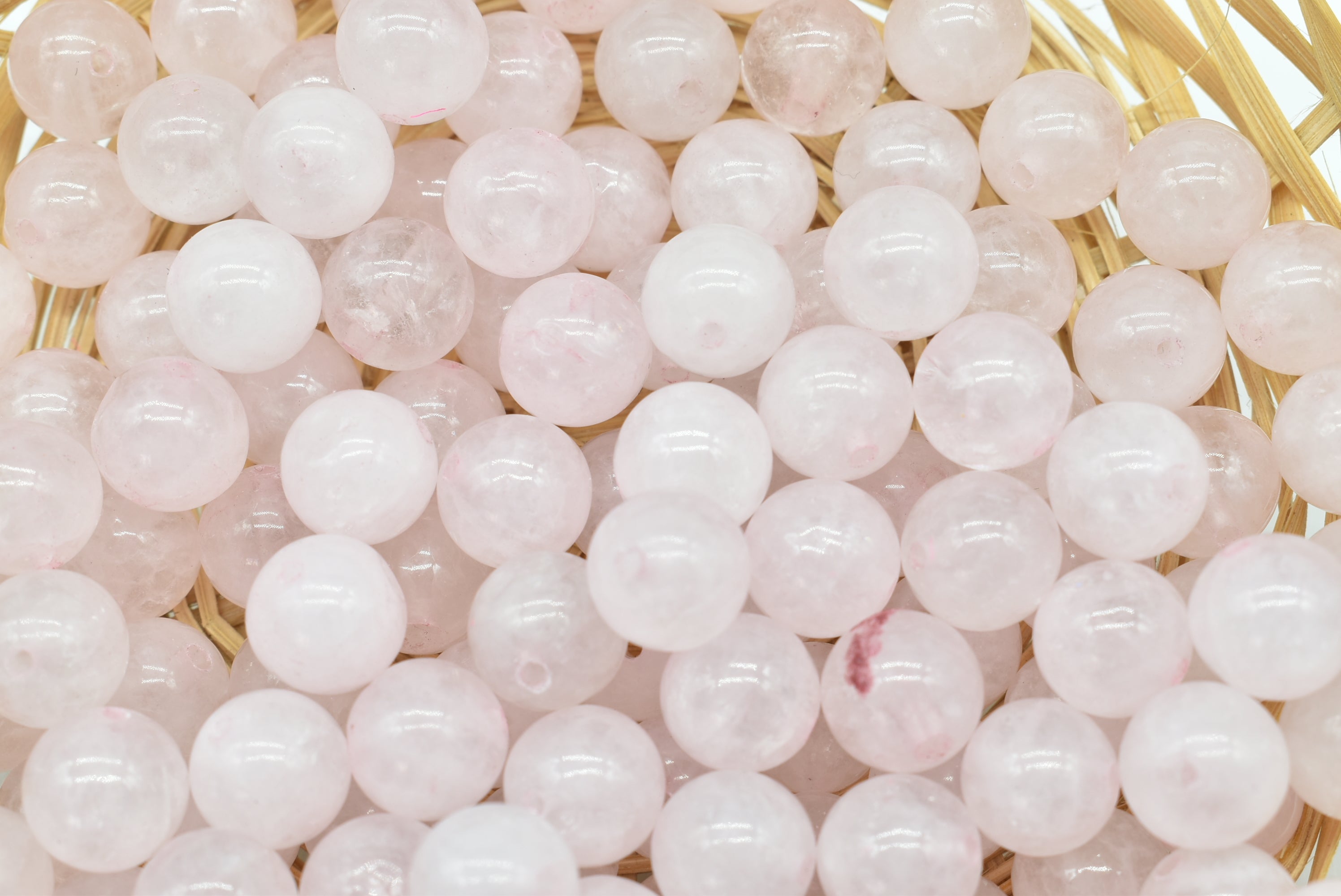 Perline di Quarzo Rosa 10 mm Forate - 10 Perline