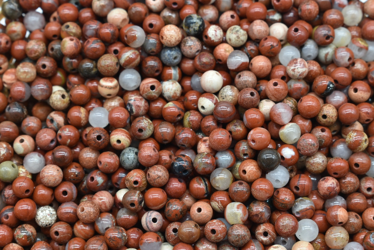 Red Jasper Beads 4 mm Perforated - 10 Beads