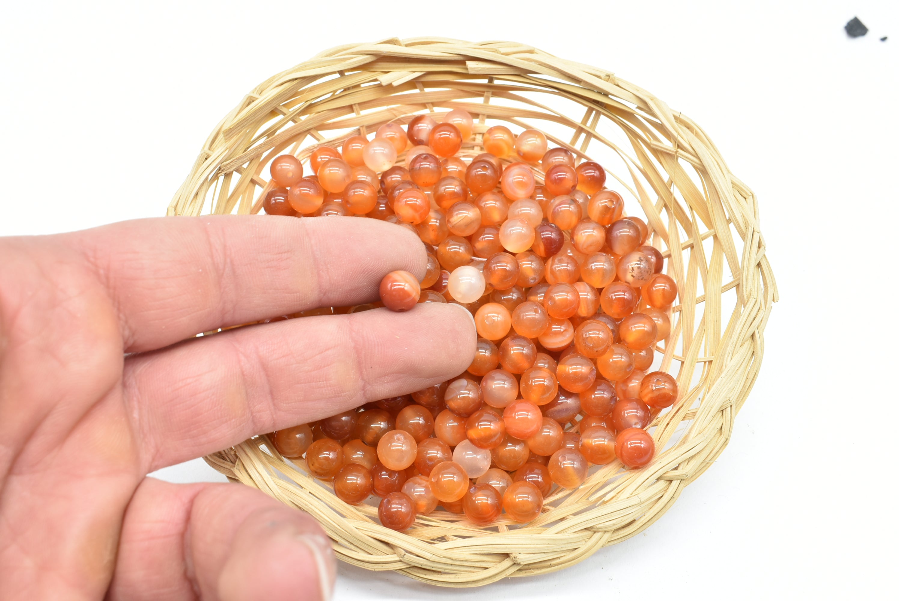 Carnelian Beads 8 mm Perforated - 10 Beads