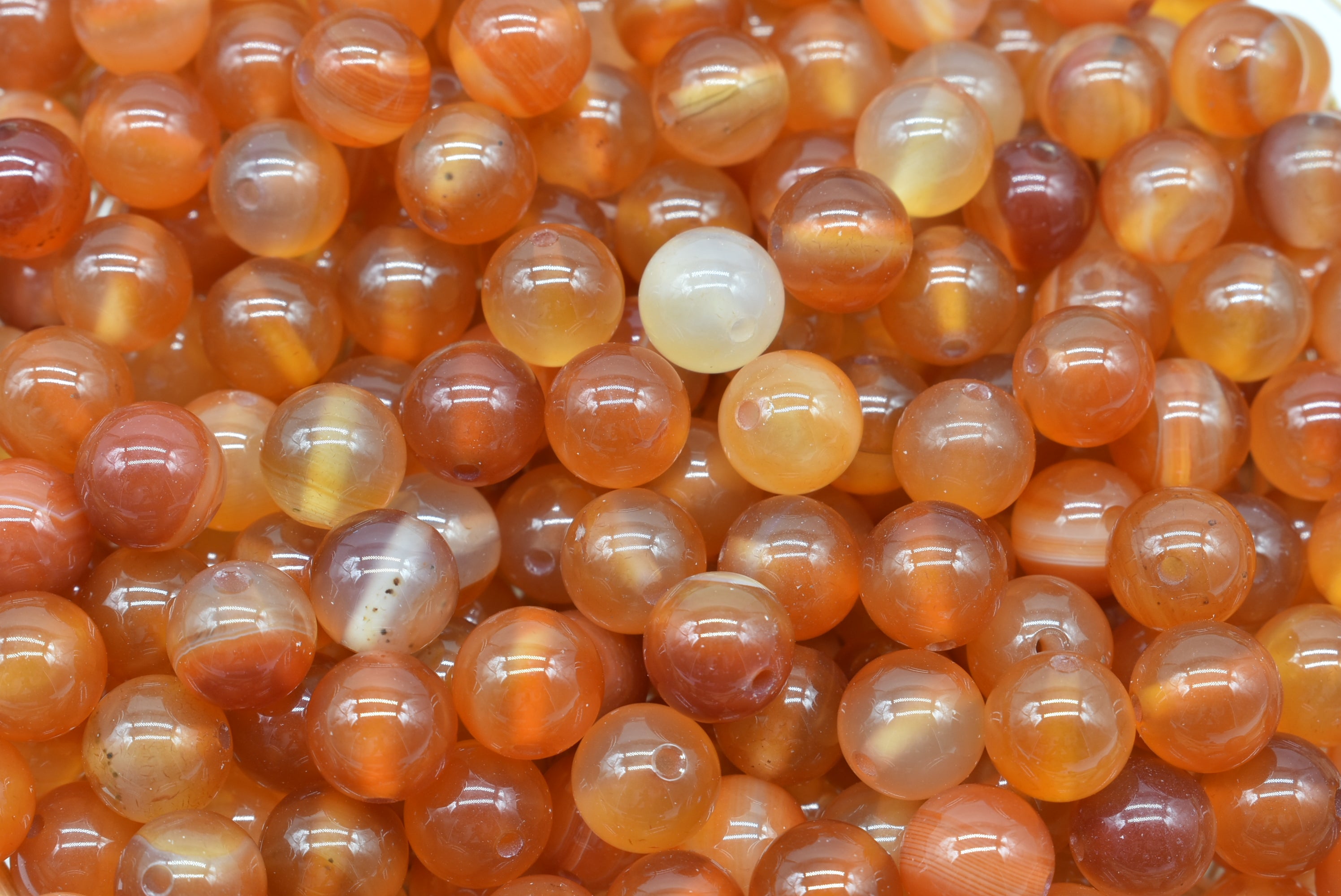 Carnelian Beads 8 mm Perforated - 10 Beads