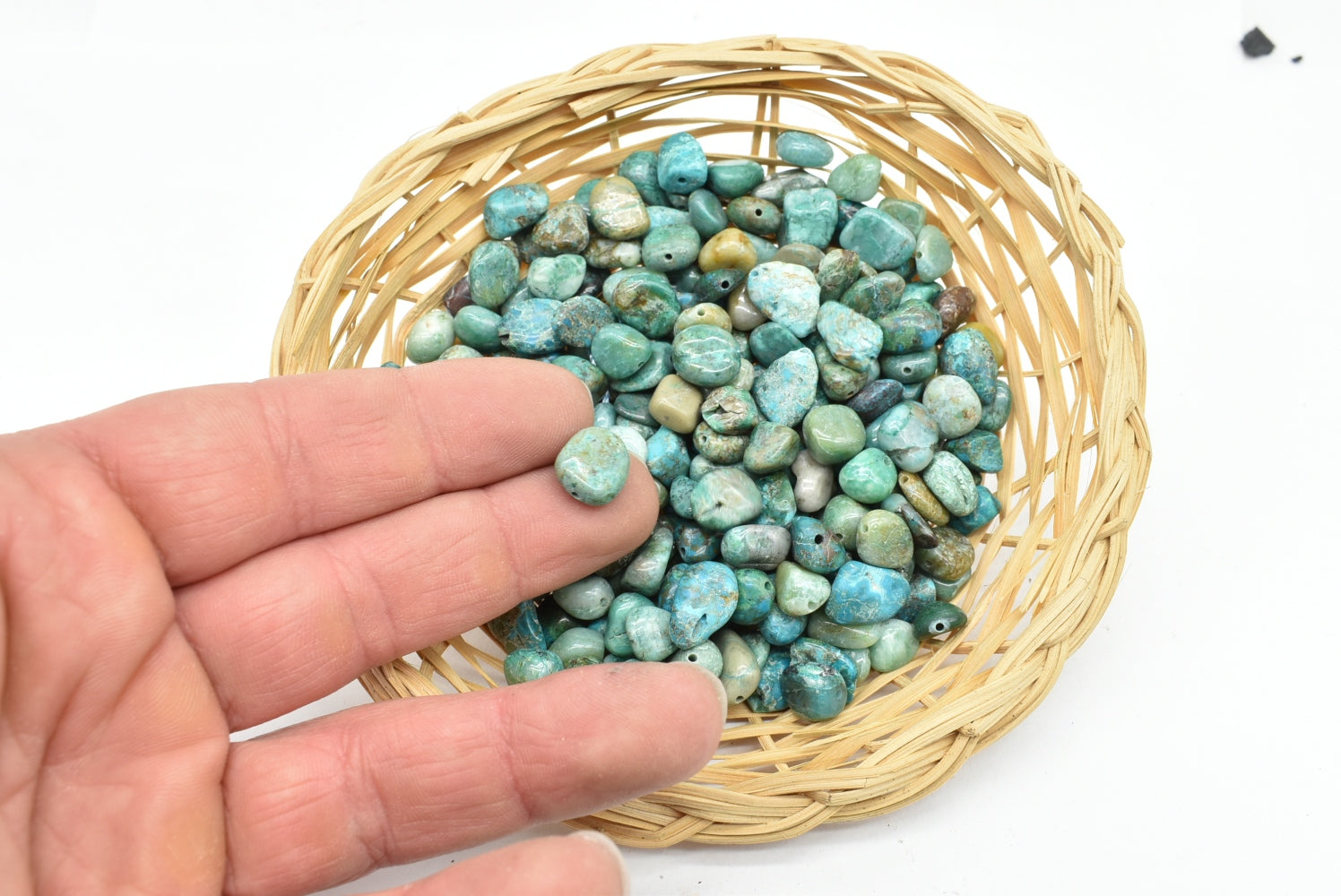 Chips of African Turquoise (Variety of Jasper) 12 mm Perforated - 10 Pieces