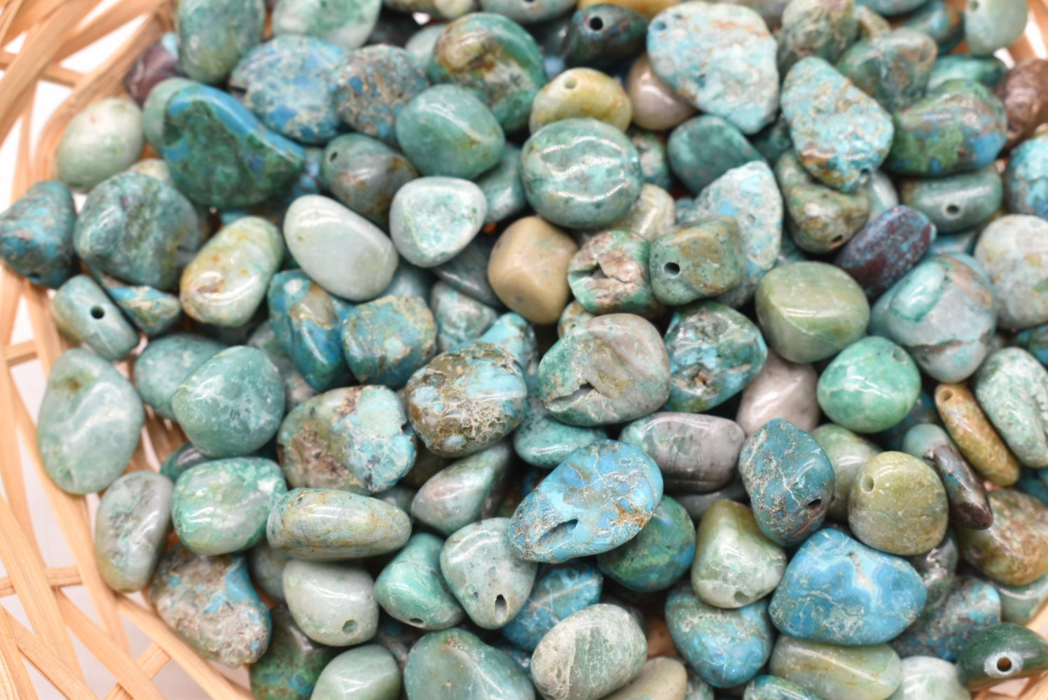 Chips of African Turquoise (Variety of Jasper) 12 mm Perforated - 10 Pieces
