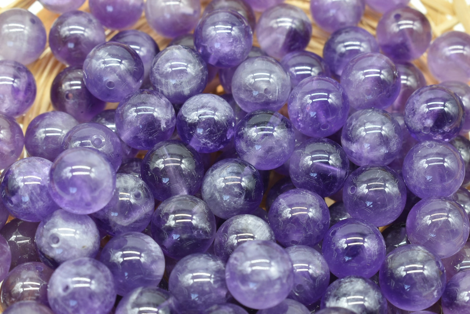 Perline di Ametista Qualità A 10 mm Forate - 5 Perline