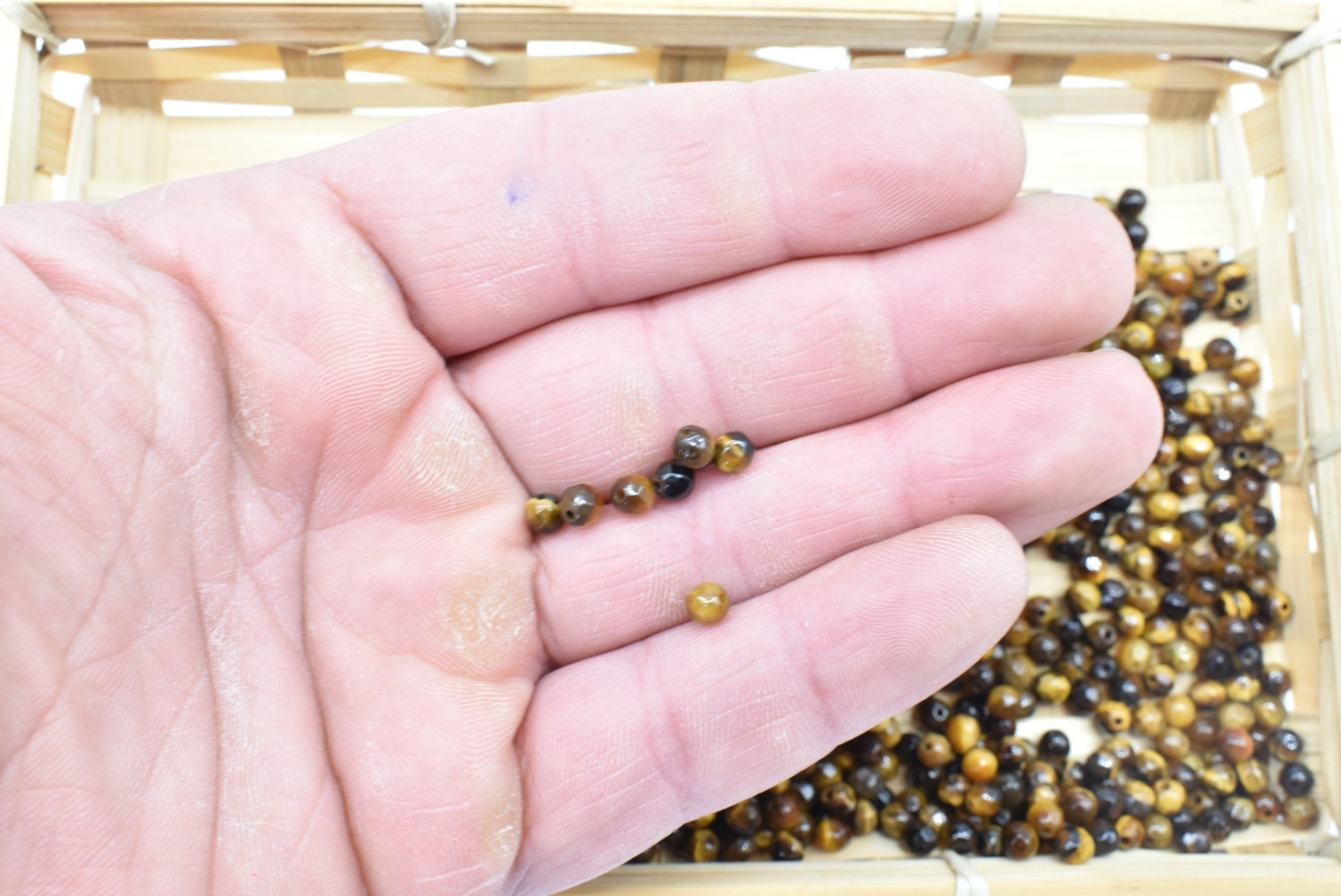4 mm Tiger Eye Beads Perforated - 10 Beads