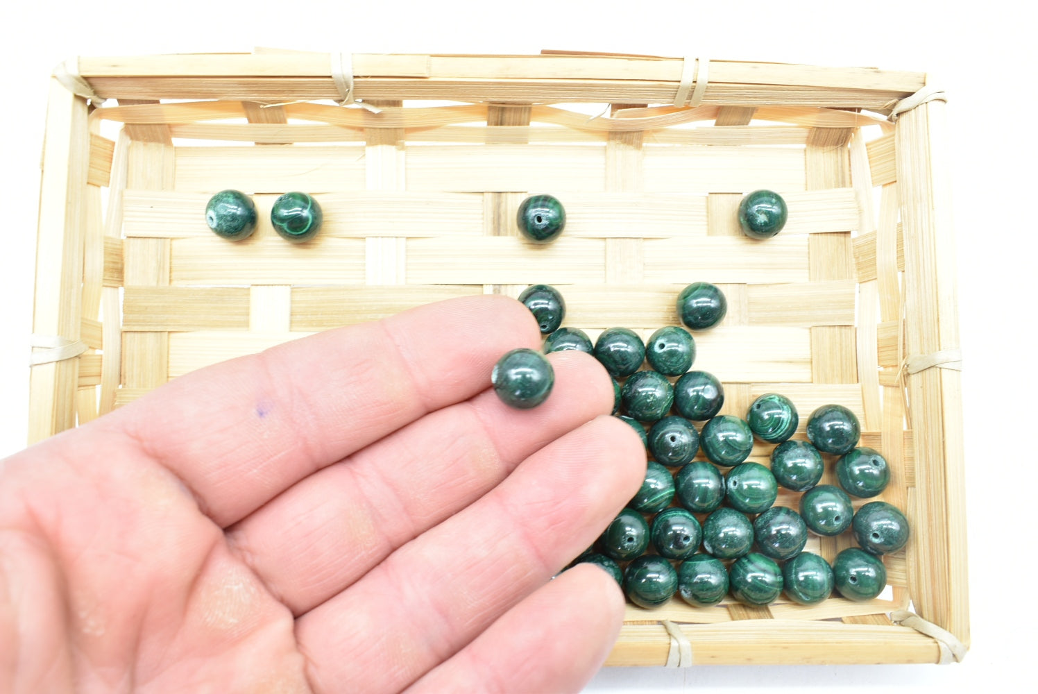 Perline di Malachite 10 mm Forate - 1 Pezzo