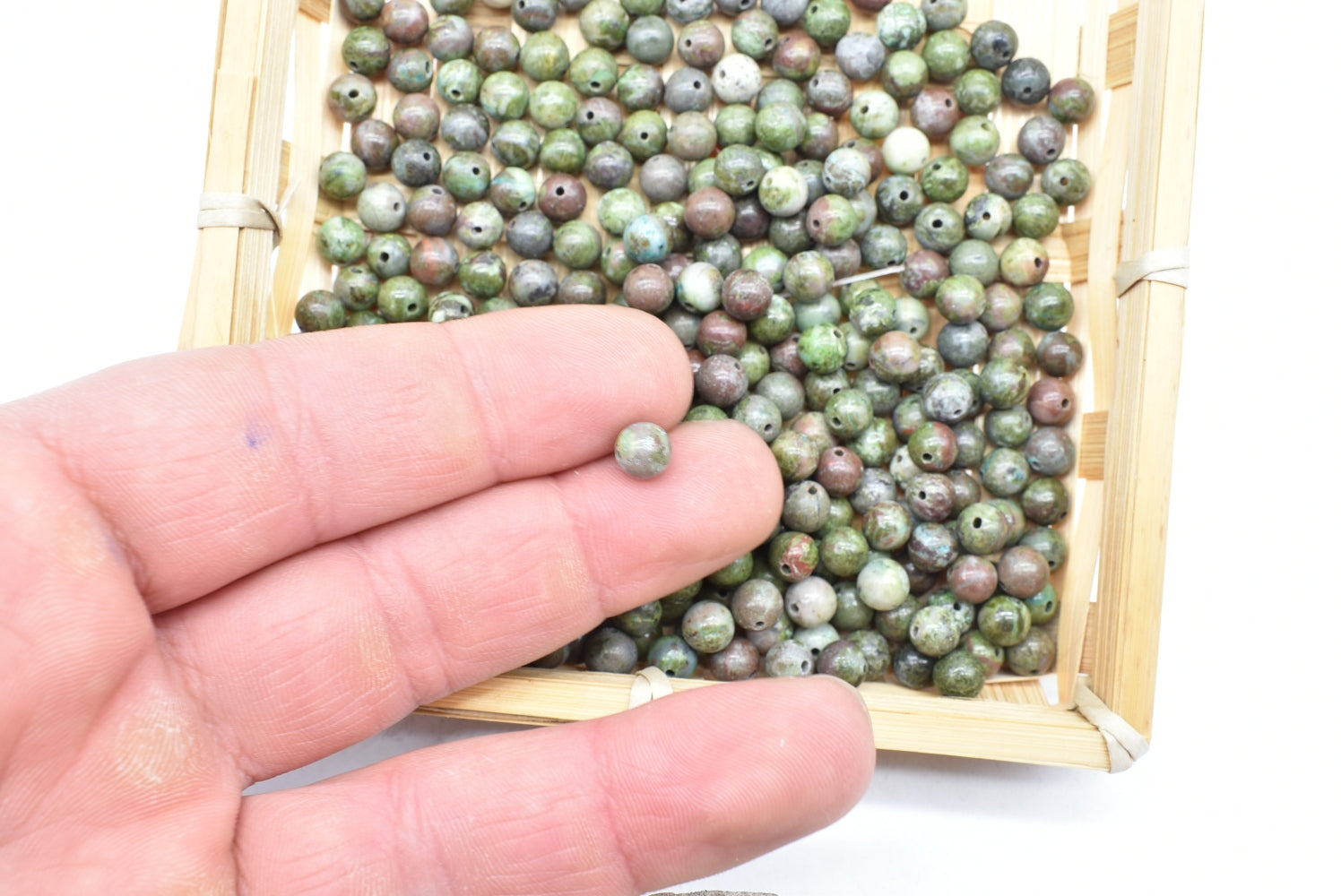 Perline di Variscite 6 mm Forate - 10 Perline