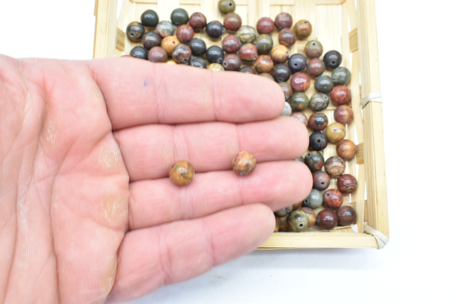 Picasso Jasper Beads 8-8.5 mm Perforated - 5 Beads