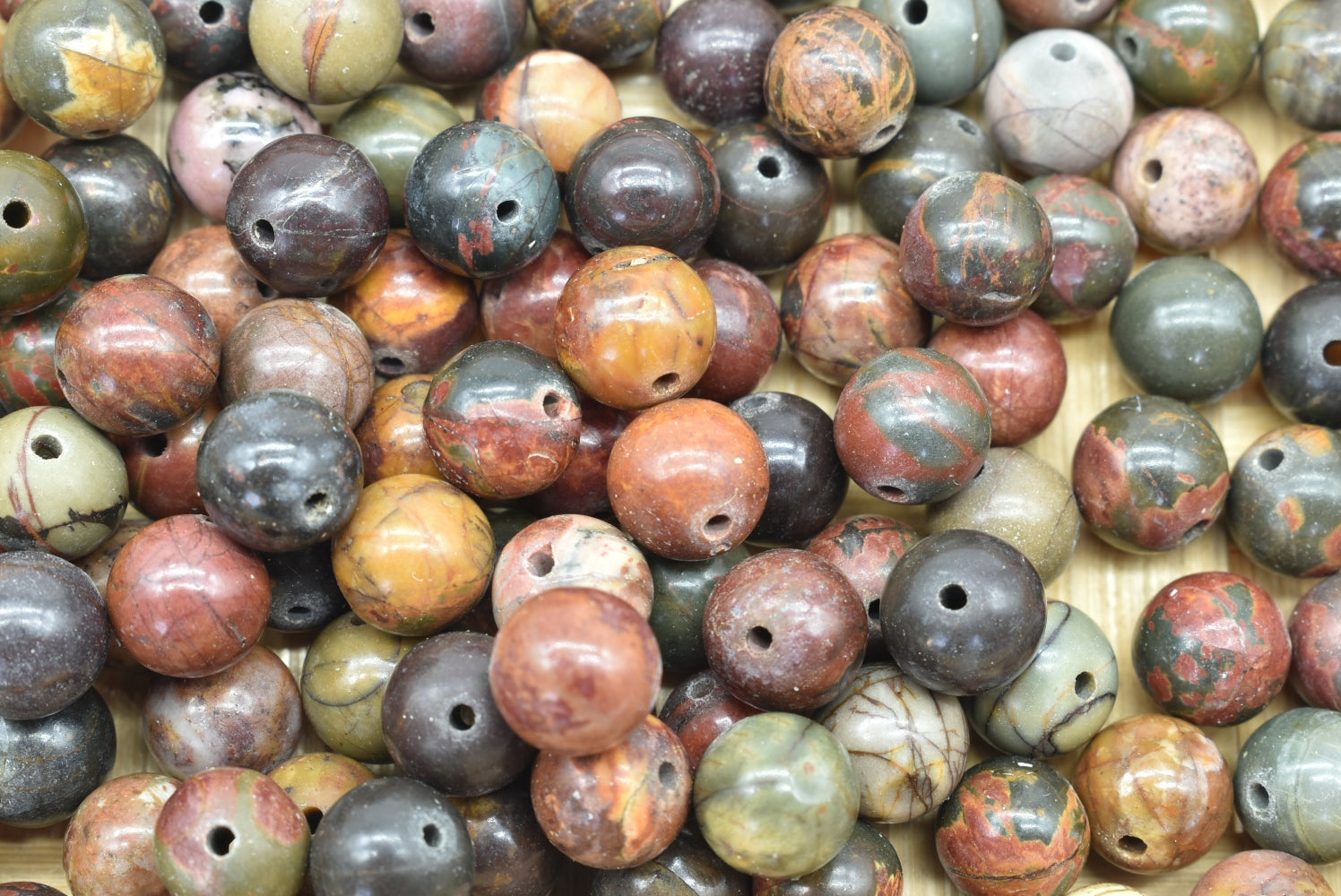 Picasso Jasper Beads 8-8.5 mm Perforated - 5 Beads