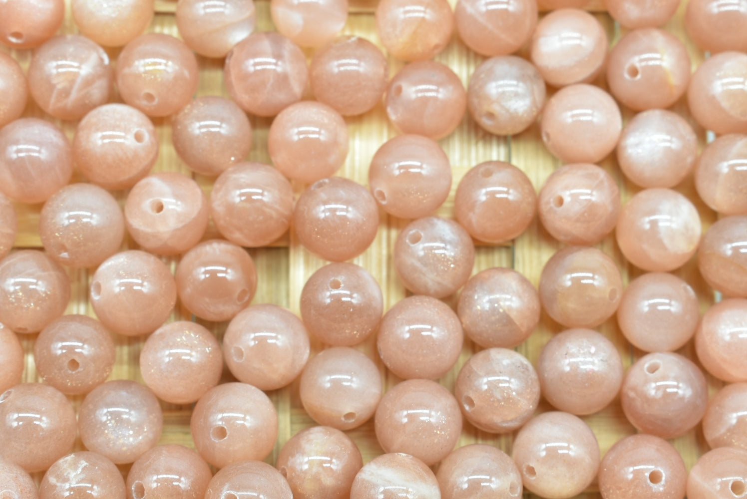 Sunstone Beads 8 mm Perforated Quality AA - 3 Beads