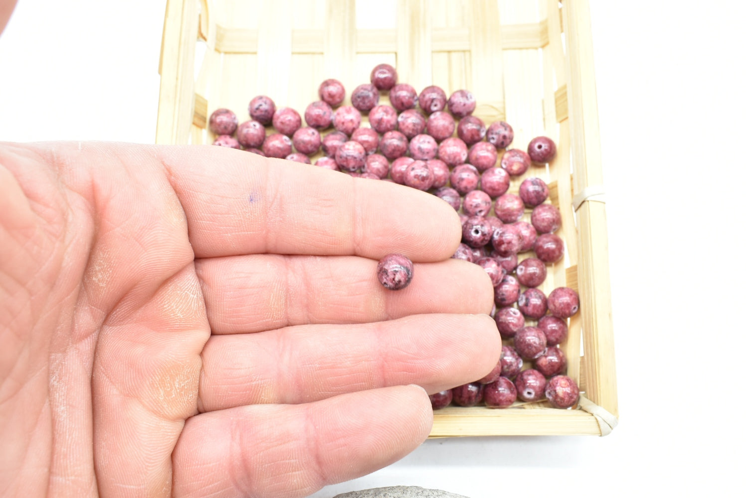Perline di Rodonite 8 mm Forate Qualità A - 5 Perline
