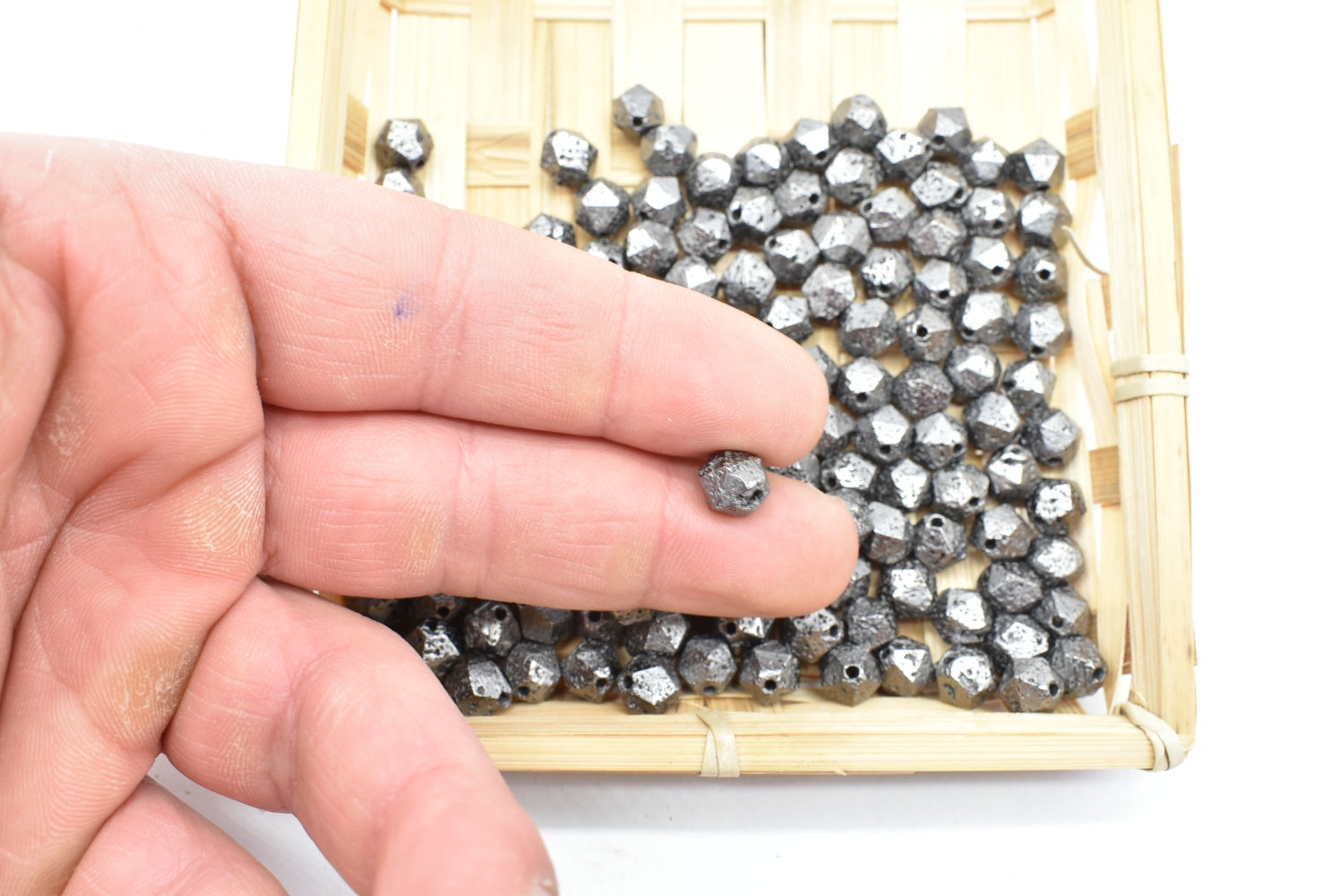 8 mm Perforated Galvanized Lava Beads - 5 Beads