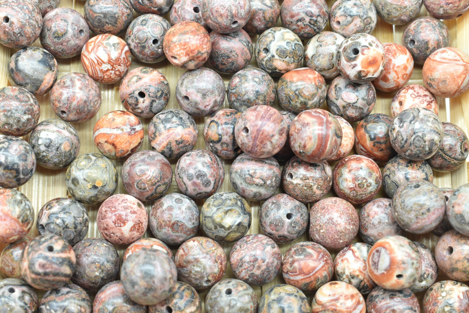 Leopard Jasper Beads 10 mm Perforated - 5 Beads