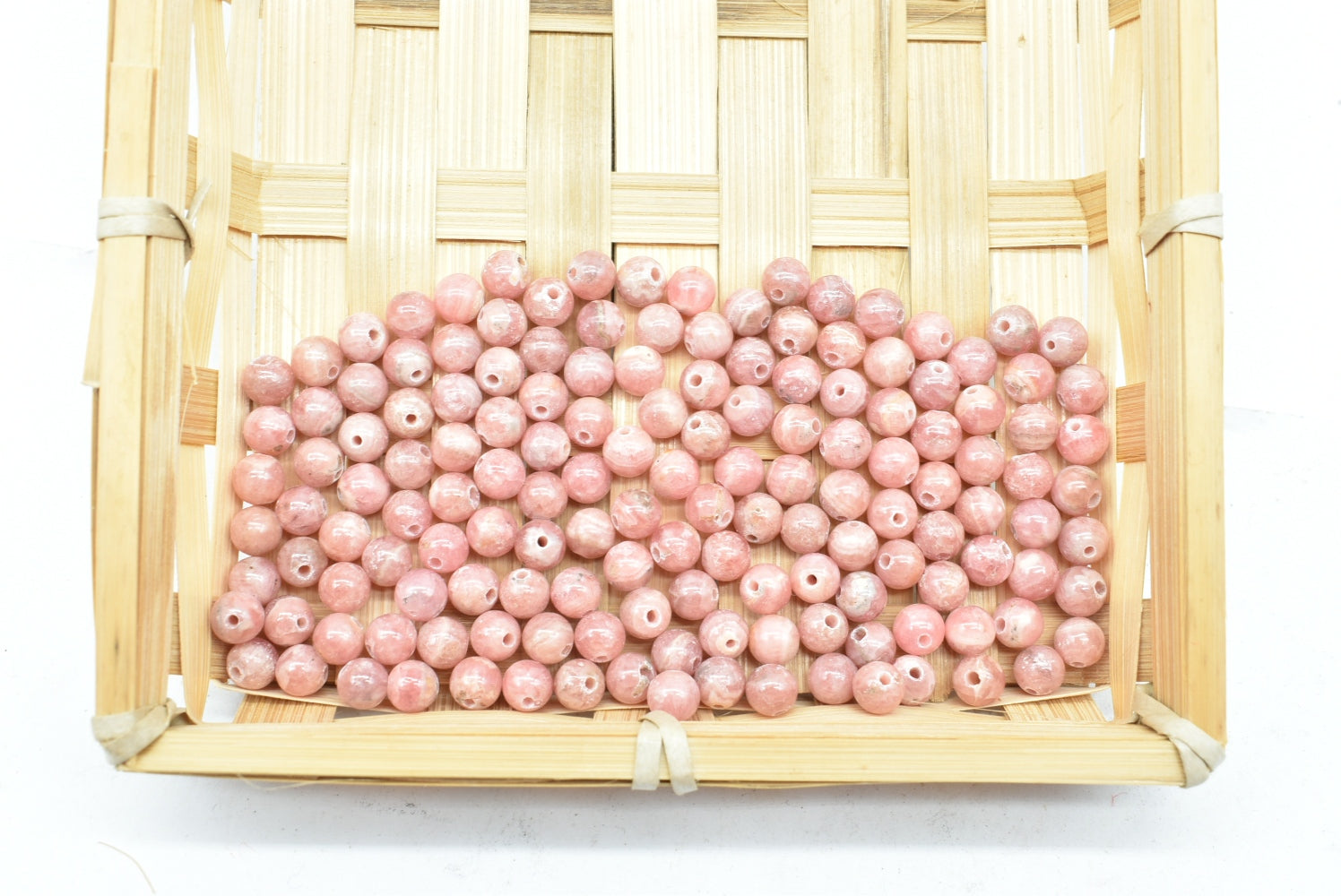 5 mm Perforated Rhodochrosite Beads - 5 Beads