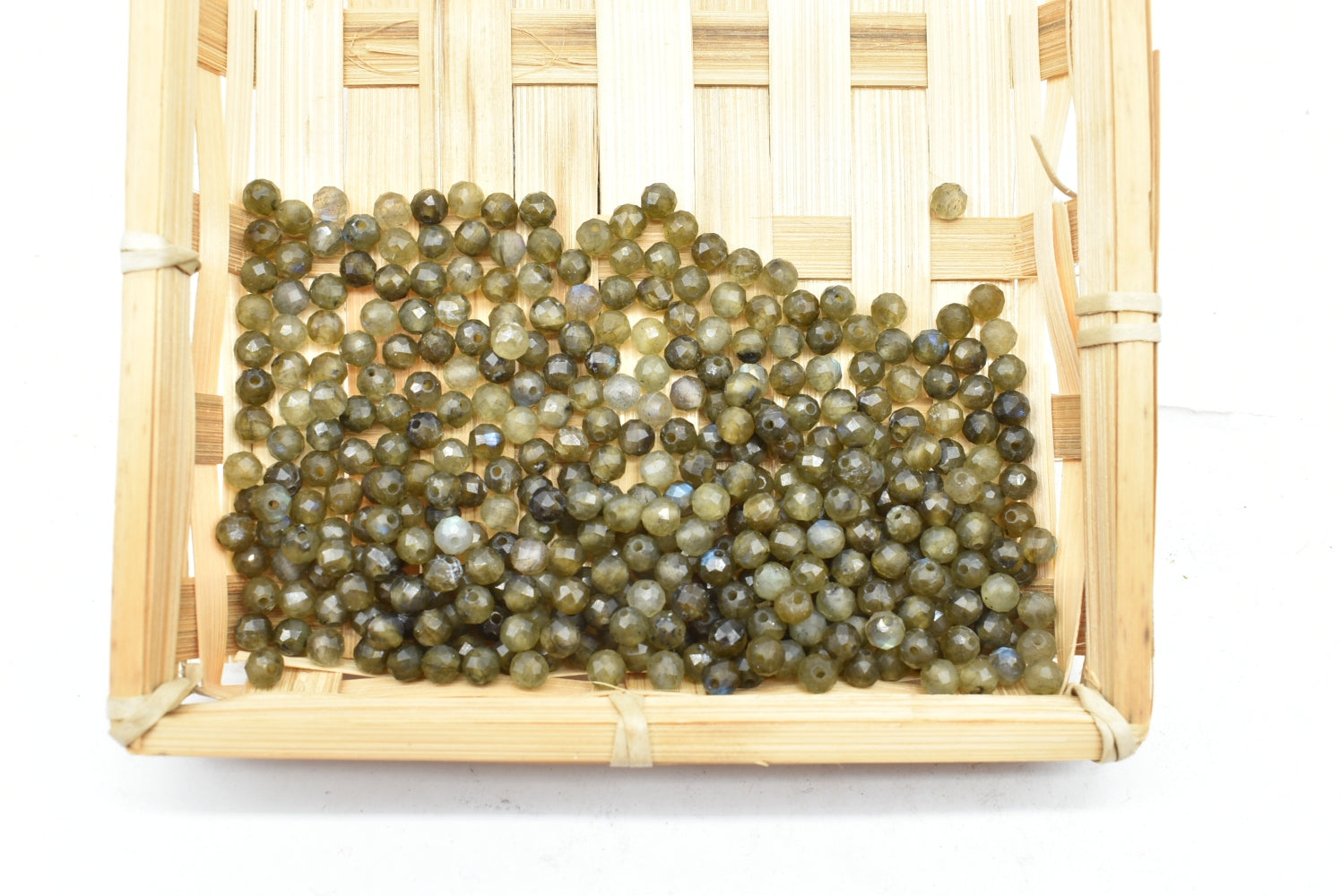 5 mm Frosted Labradorite Beads Perforated - 5 Beads