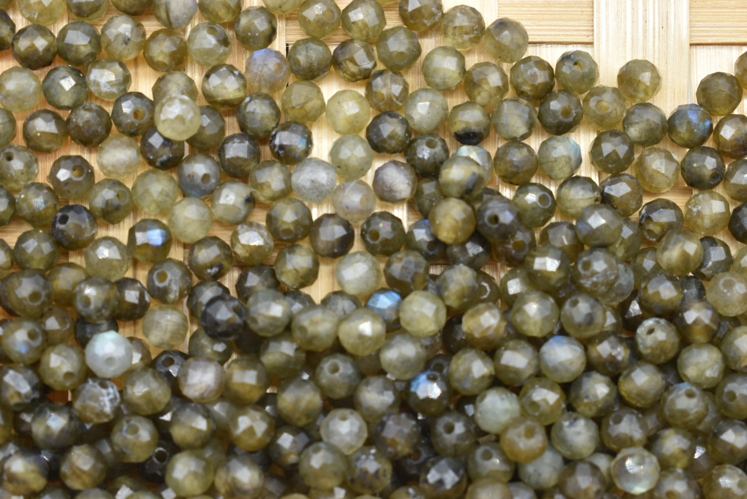 5 mm Frosted Labradorite Beads Perforated - 5 Beads