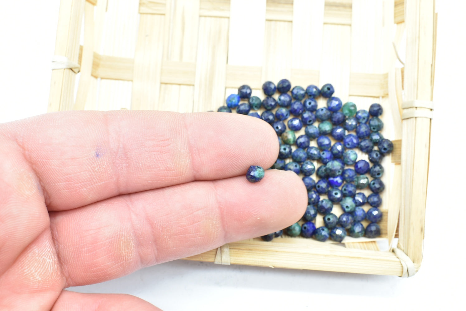 Chrysocolla and Lapis Lazuli Beads 4-5 mm Perforated - 3 Beads