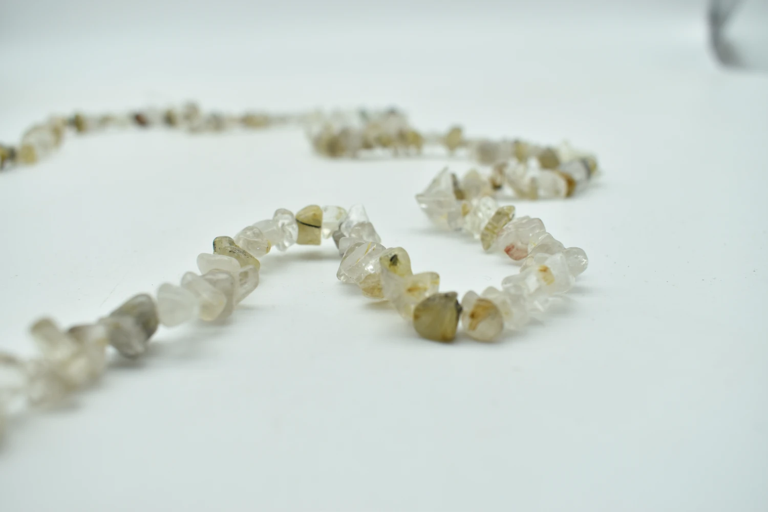 Rutilated quartz stone necklace